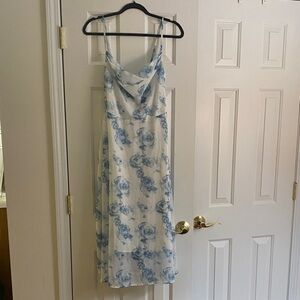 Blue Floral Spaghetti Strap Dress